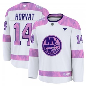 Fanatics Bo Horvat New York Islanders Youth Premium 2024 Hockey Fights Cancer Practice Jersey - White