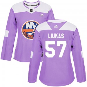 Adidas Eetu Liukas New York Islanders Women's Authentic Fights Cancer Practice Jersey - Purple