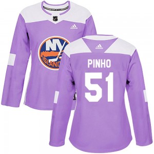 Adidas Brian Pinho New York Islanders Women's Authentic Fights Cancer Practice Jersey - Purple